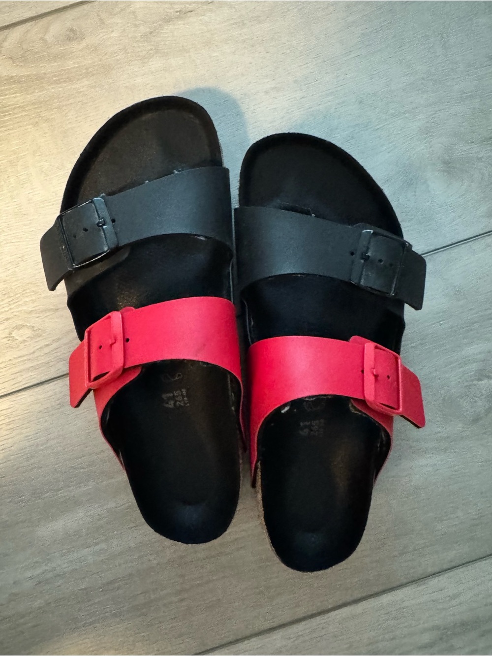 Birkenstock Two-Tone Black and Red Arizona Sandals EU41 US10
